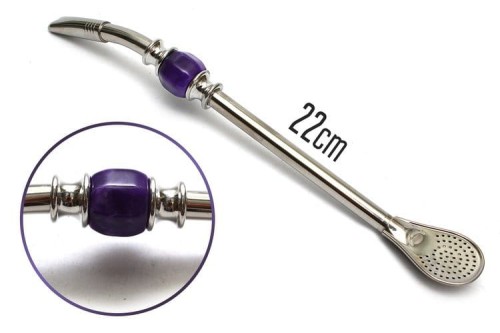 Bombilla nierdzewna Lagrima Violet ze szczoteczką 22cm