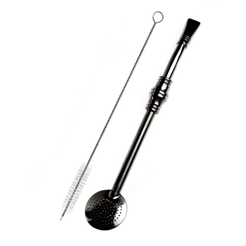 Bombilla Bortonaggio "Grande Anel" INOX 19 cm ze szczoteczką