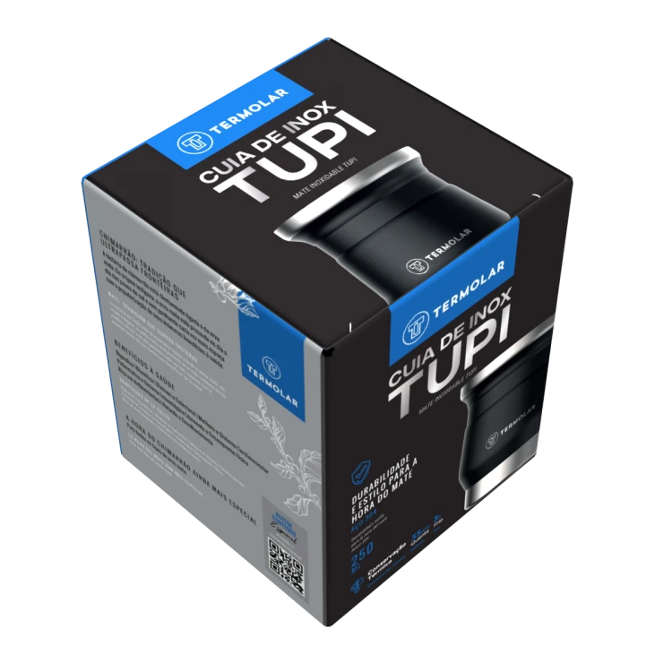 Cuia de Inox "Tupi" Preta Termolar 250 ml: pudełko