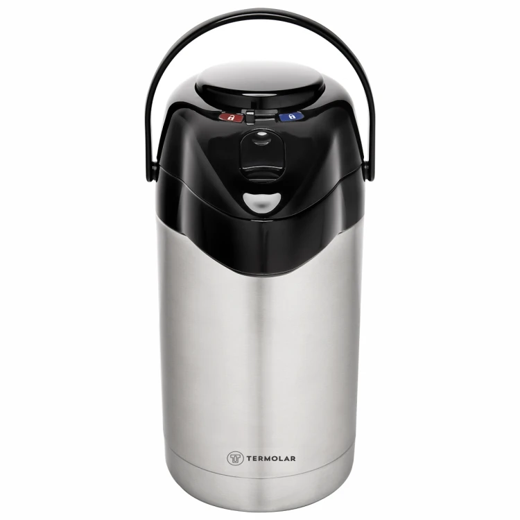 Termos Termolar R-Evolution ciśnieniowy 2,5 l z pompką INOX: widok na wprost