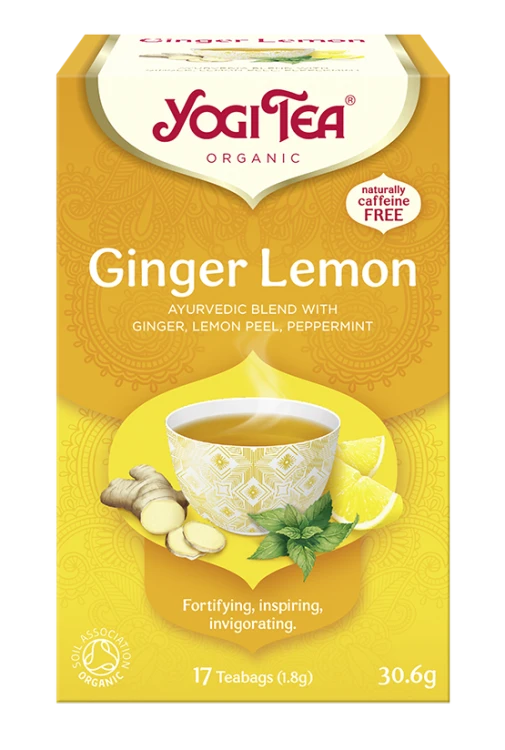 Ajurwedyjska herbatka Ginger Lemon YogiTea Organic 17x1,8g