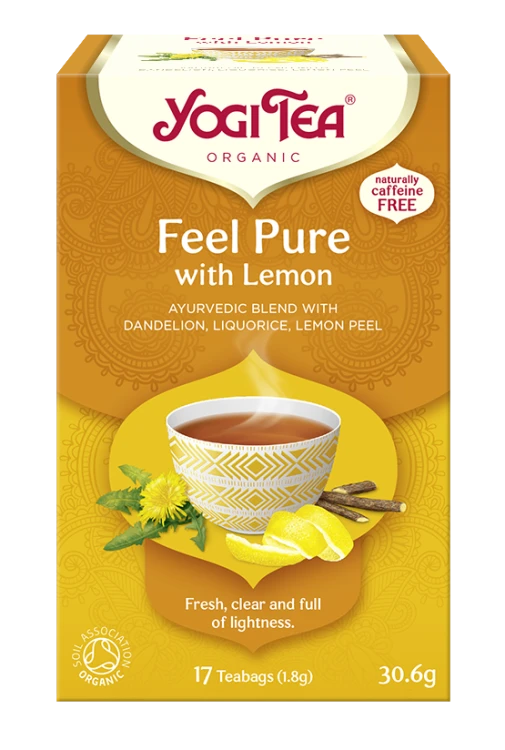 Ajurwedyjska herbatka Feel Pure with Lemon YogiTea Organic 17x1,8g