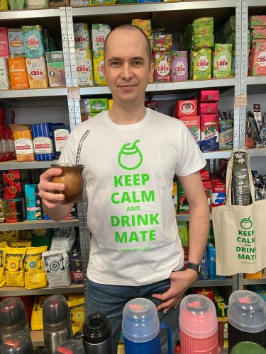 Biała koszulka bawełniana - T-shirt męski "Keep calm" S-XL