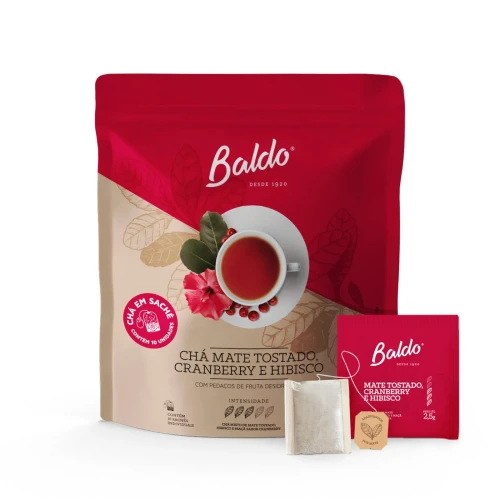Yerba mate Baldo Cocido Tostado Cranberry e Hibisco 10 x 2,5g