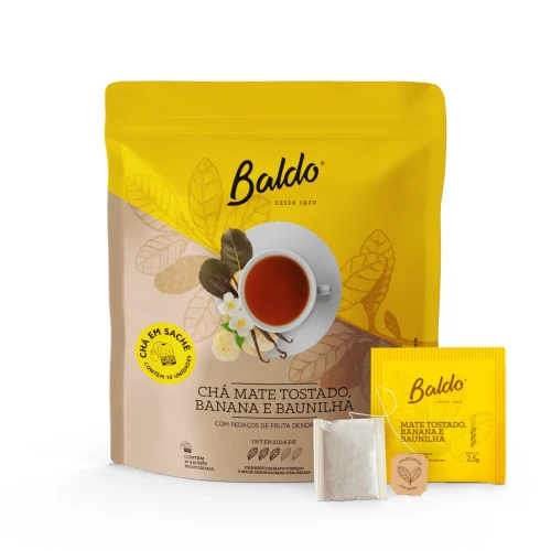 Yerba mate Baldo Cocido Tostado Banana e Baunilha 10 x 2,5g