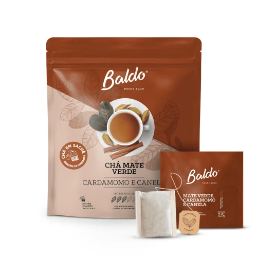 Yerba mate Baldo Cocido Cha Mate Verde Cardamomo e Canela 10 x 2,5g