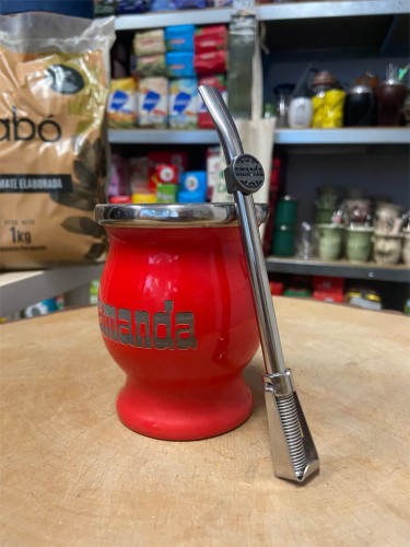Bombilla nierdzewna Amanda "Resorte" z logo 15,5 cm