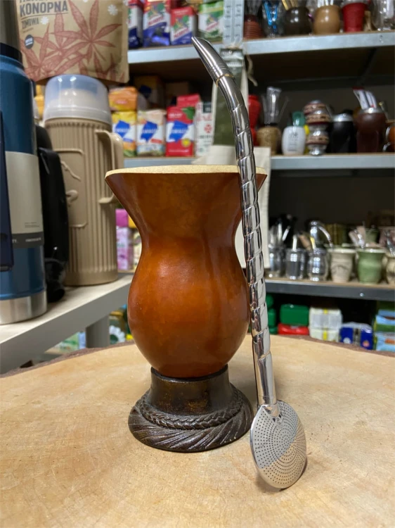 Bombilla (bomba) Bortonaggio 1000 Furos Handmade INOX ze szczoteczką 24 cm