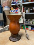 Bombilla (bomba) Bortonaggio 1000 Furos Handmade INOX ze szczoteczką 24 cm - widok z boku
