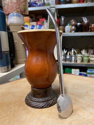 Bombilla (bomba) "Liso" Bortonaggio 1000 Furos INOX ze szczoteczką 21 cm