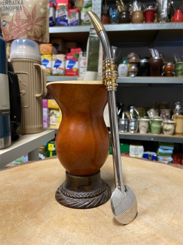 Bombilla (bomba) "Oro grande anel" Bortonaggio 1000 Furos INOX ze szczoteczką 25 cm