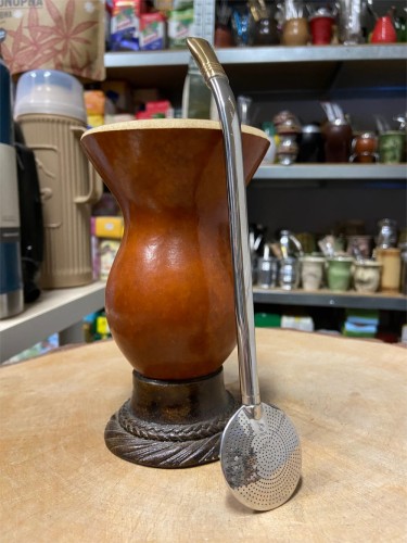 Bombilla (bomba) Oro "Simple" Bortonaggio 1000 Furos INOX ze szczoteczką 21 cm