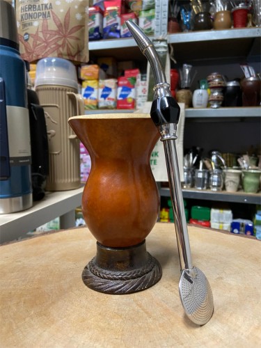 Bombilla (bomba)"Grande Piedra" Negro Bortonaggio 1000 Furos INOX ze szczoteczką 25 cm