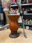 Bombilla (bomba) "Grande Piedra" Negro Bortonaggio 1000 Furos INOX ze szczoteczką 25 cm - widok z boku