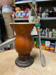 Bombilla (bomba) Oro "Piedra" Bortonaggio 1000 Furos INOX ze szczoteczką 23 cm - kolor zielony (widok z boku)