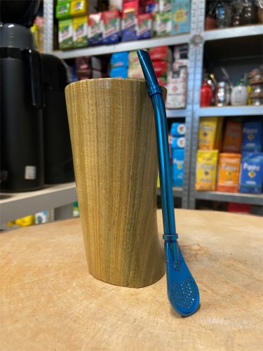 Bombilla nierdzewna La Mulata Azul (niebieska) 15,5 cm