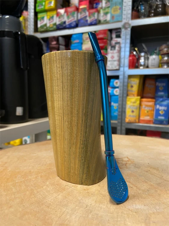 Bombilla nierdzewna La Mulata Azul (niebieska) 15,5 cm