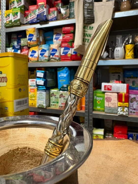 Bombilla (bombillon) Martin Fierro Recta Cincelado "Esplendido" 18 cm - zbliżenie na ustnik