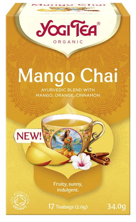 Ajurwedyjska herbatka Mango Chai YogiTea Organic 17x2g
