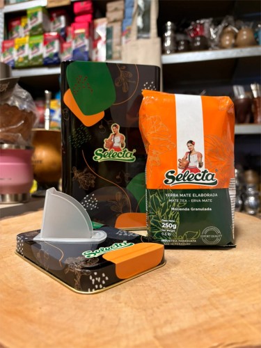 Yerbera (puszka) Selecta z dozownikiem + 250g Selecta Tradicional