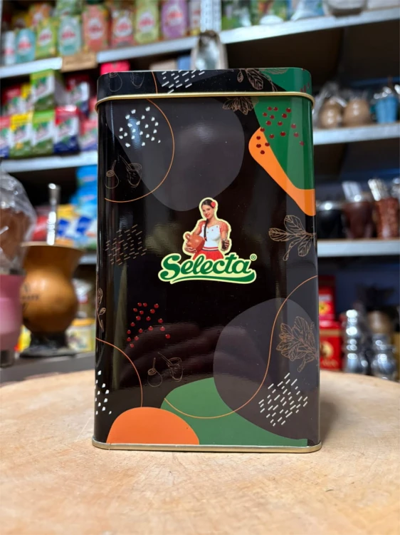 Yerbera (puszka) Selecta z dozownikiem - widok na wprost