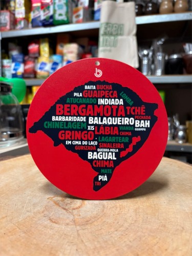 Podkładka do chimarrao Bortonaggio "Mapa do RS" Vermelho 16 cm
