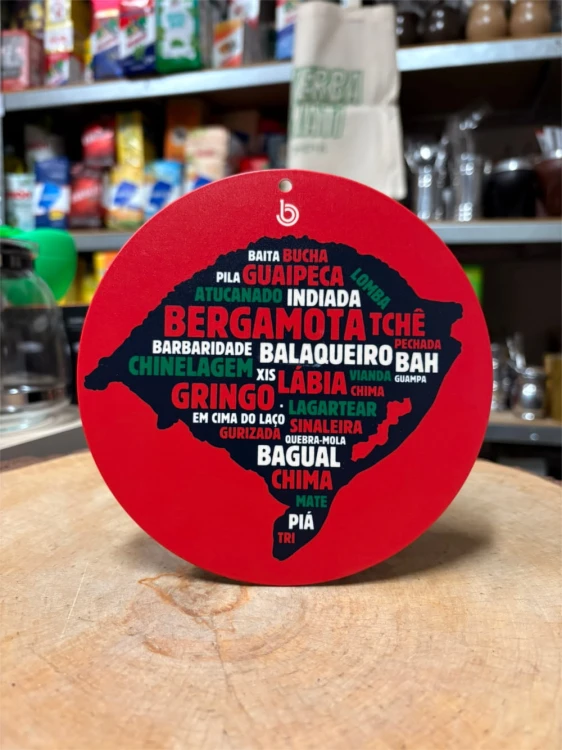 Podkładka do chimarrao Bortonaggio "Mapa do RS" Vermelho 16 cm