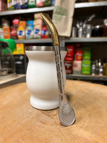 Bombilla Bortonaggio Cuchara Pequena "Oro" 19 cm