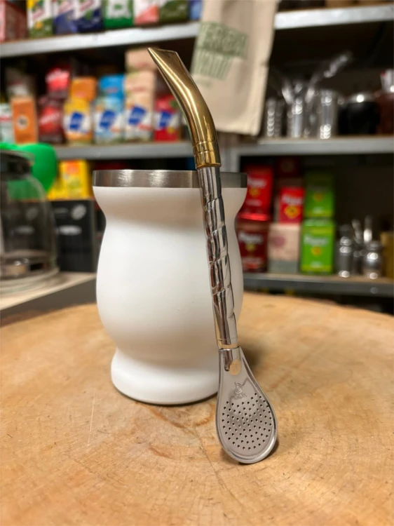 Bombilla Bortonaggio Cuchara Pequena "Oro" 19 cm