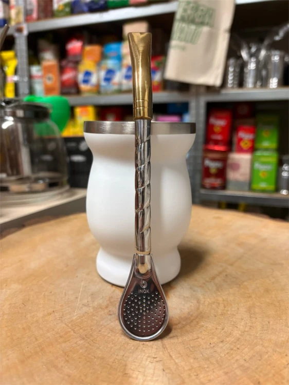 Bombilla Bortonaggio Cuchara Pequena "Oro" 19 cm - widok na wprost