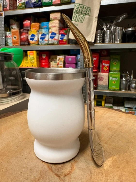 Bombilla Bortonaggio Cuchara Pequena "Oro" 19 cm - widok z boku