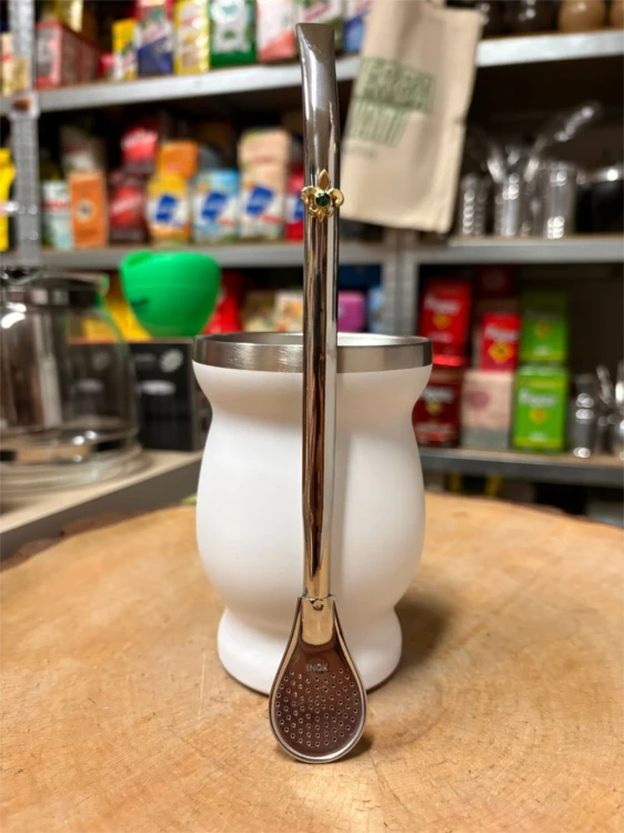 Bombilla Bortonaggio SAP701 Cuchara 21 cm - wzór Flor de Lis (zielony)