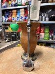 Bombilla (bomba) "Piedra" Bortonaggio 1000 (Mil) Furos INOX ze szczoteczką 23 cm - kolor czarno biały - widok na wprost
