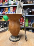 Bombilla (bomba) "Piedra" Bortonaggio 1000 (Mil) Furos INOX ze szczoteczką 23 cm - kolor czarno biały - widok z boku