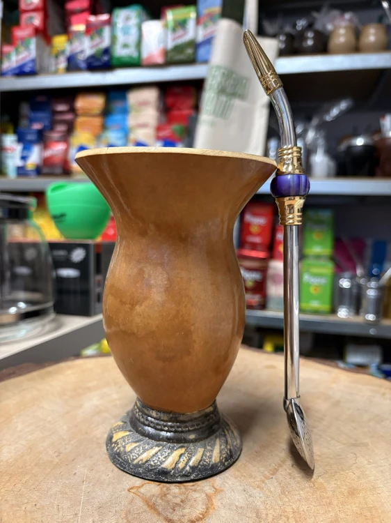 Bombilla (bomba) Oro Piedra Bortonaggio INOX 23 cm - kolor fioletowy - widok z boku