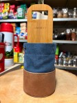Skórzane nosidełko Lincoln's "Minotauro" Azul-Beige z uchwytem - widok na wprost