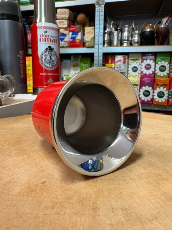 Naczynie ze stali nierdzewnej Don Omar 150 ml INOX - widok po skosie