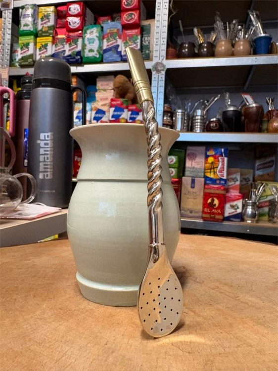 Bombilla (bombillon) Cuchara Cincelado Pico del Loro "Oro" 17,5 cm ART 11