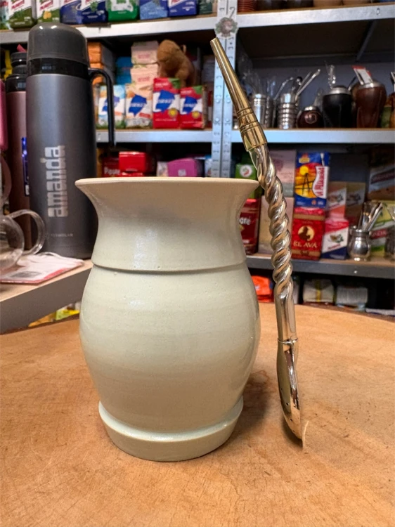 Bombilla (bombillon) Cuchara Cincelado Pico del Loro "Oro" 17,5 cm ART 11 - widok z boku