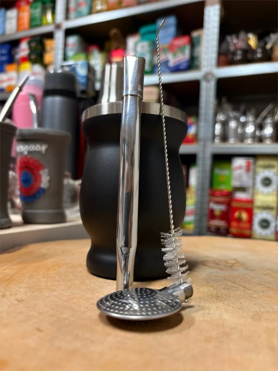 Bombilla (bomba) ESS09 Purinox rozkręcana 19 cm ze szczoteczką - widok po rozkręceniu