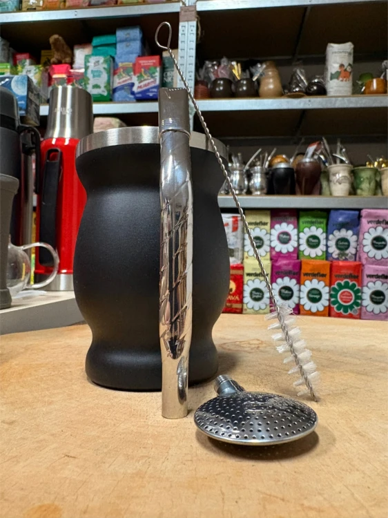 Bombilla (bomba) RPL25 Purinox rozkręcana ze szczoteczką 19 cm - widok po rozkręceniu