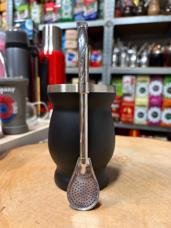 Bombilla Cuchara PL12 karbowana Purinox 21 cm - widok na wprost