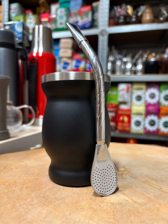 Bombilla Cuchara PL07 karbowana Purinox ze szczoteczką 19,5 cm