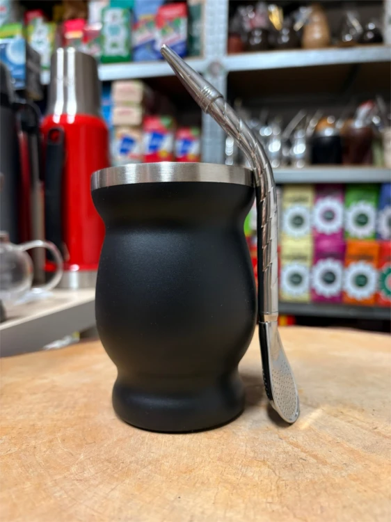 Bombilla Cuchara PL07 karbowana Purinox ze szczoteczką 19,5 cm - widok z boku
