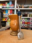 Bombilla (bomba) "Triplo Piedra" Purinox ze szczoteczką 25 cm - kolor granatowy