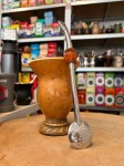 Bombilla (bomba) "Triplo Piedra" Purinox ze szczoteczką 25 cm - kolor bursztynowy