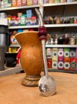 Bombilla (bomba) "Triplo Piedra" Purinox ze szczoteczką 25 cm - kolor wiśniowy