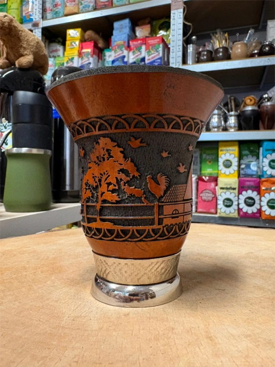 Tykwa (cuia) zdobiona "Casa" 225 ml - widok z innej strony