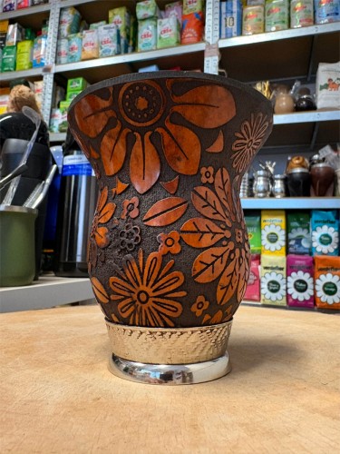 Tykwa (cuia) zdobiona "Flores" 235 ml