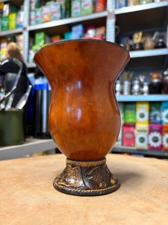 Tykwa (Cuia) XXL z nóżką "Tres Gauchos" 390 ml - widok z drugiej strony